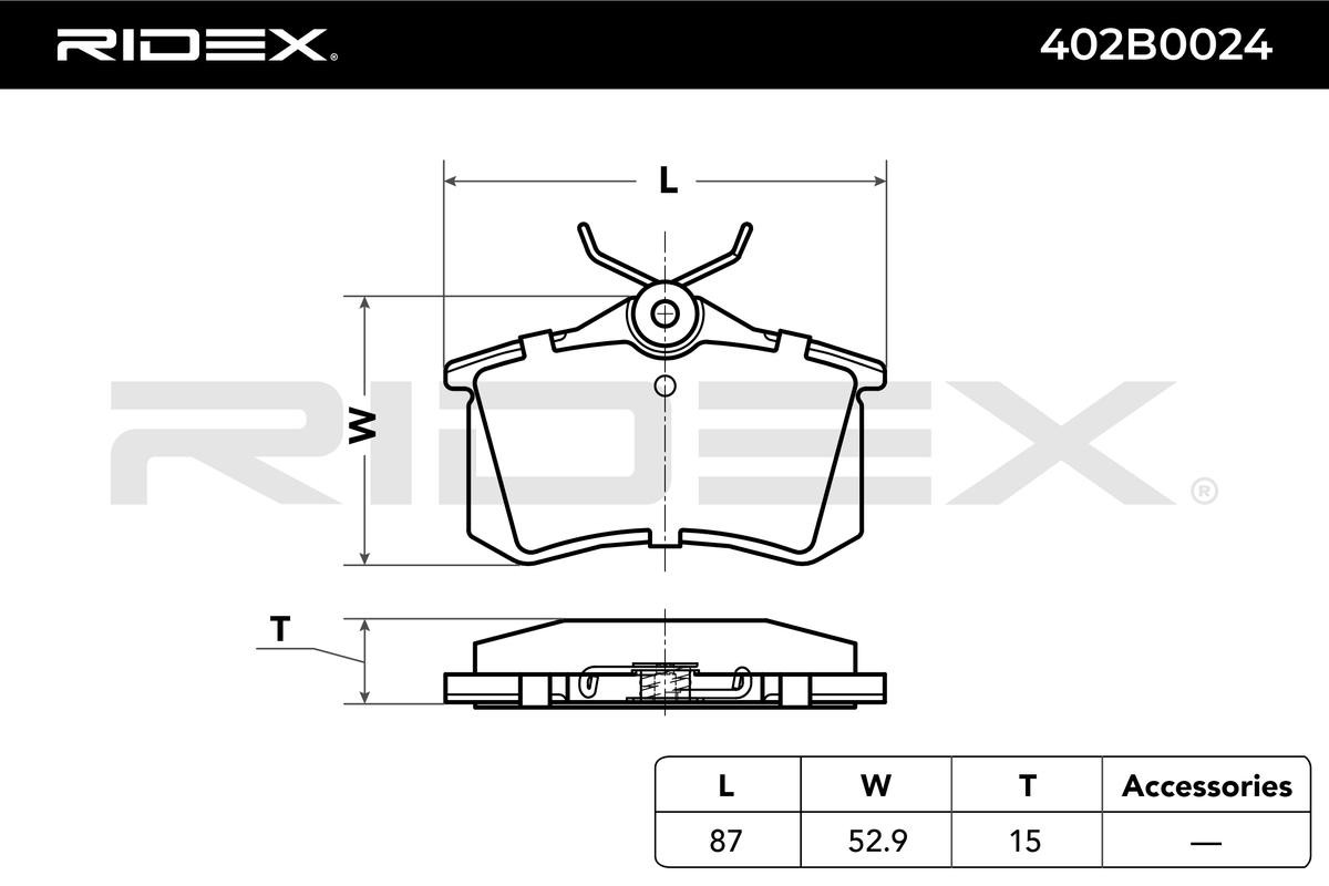Спирачни накладки задни - 402B0024 за PEUGEOT, SEAT, VW